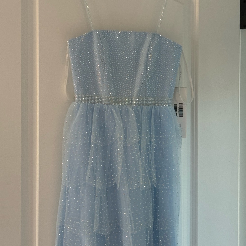 Jovani Glittering Light Blue Kids Dress